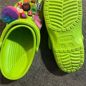 CROCS Kids Neon Green Slippers